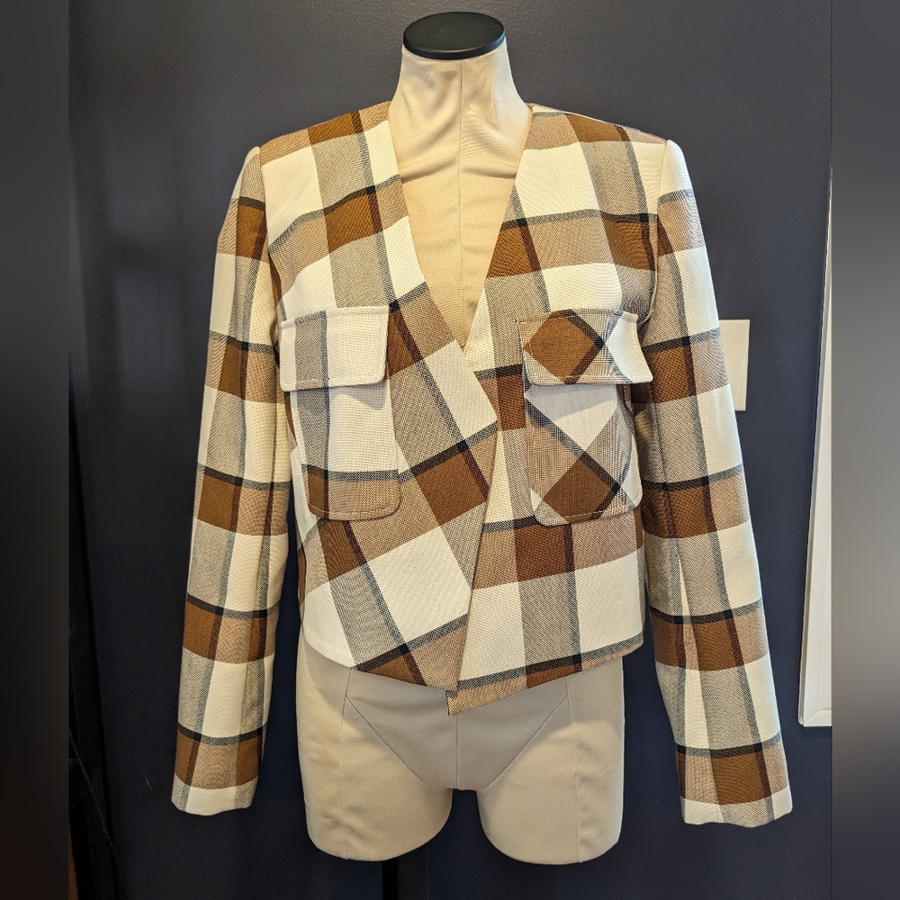 Tibi Dylan Plaid Blazer